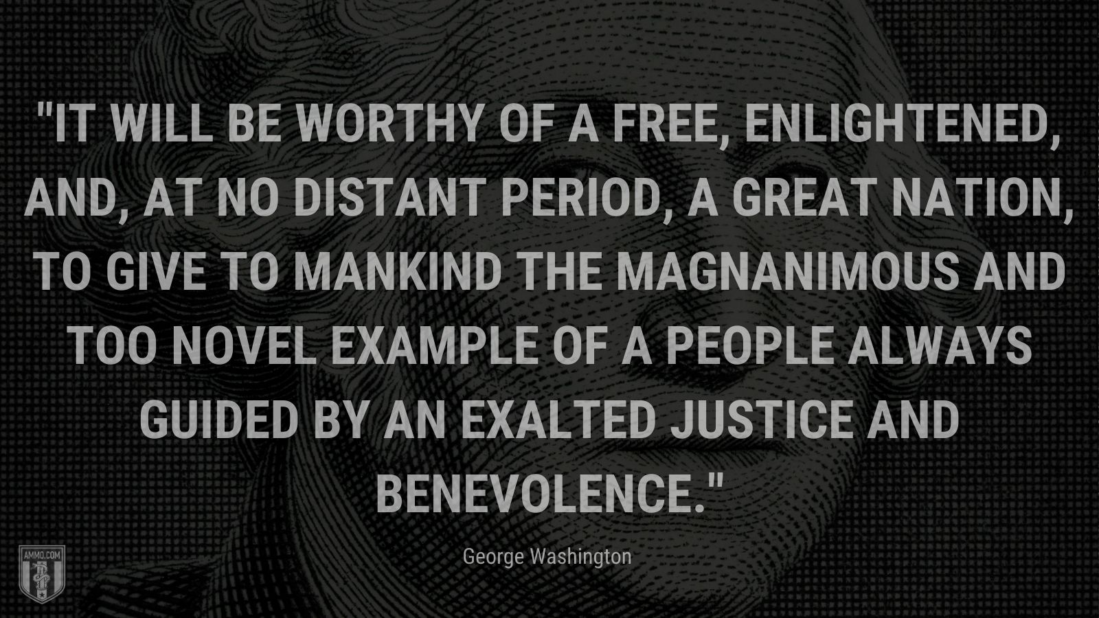 “It will be worthy of a free, enlightened, and, at no distant period, a great nation, to give to mankind the magnanimous and too novel example of a People always guided by an exalted justice and benevolence.” - George Washington