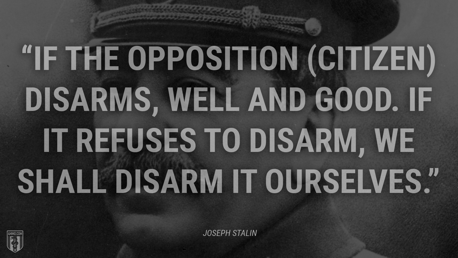“If the opposition (citizen) disarms, well and good. If it refuses to disarm, we shall disarm it ourselves.” - Joseph Stalin