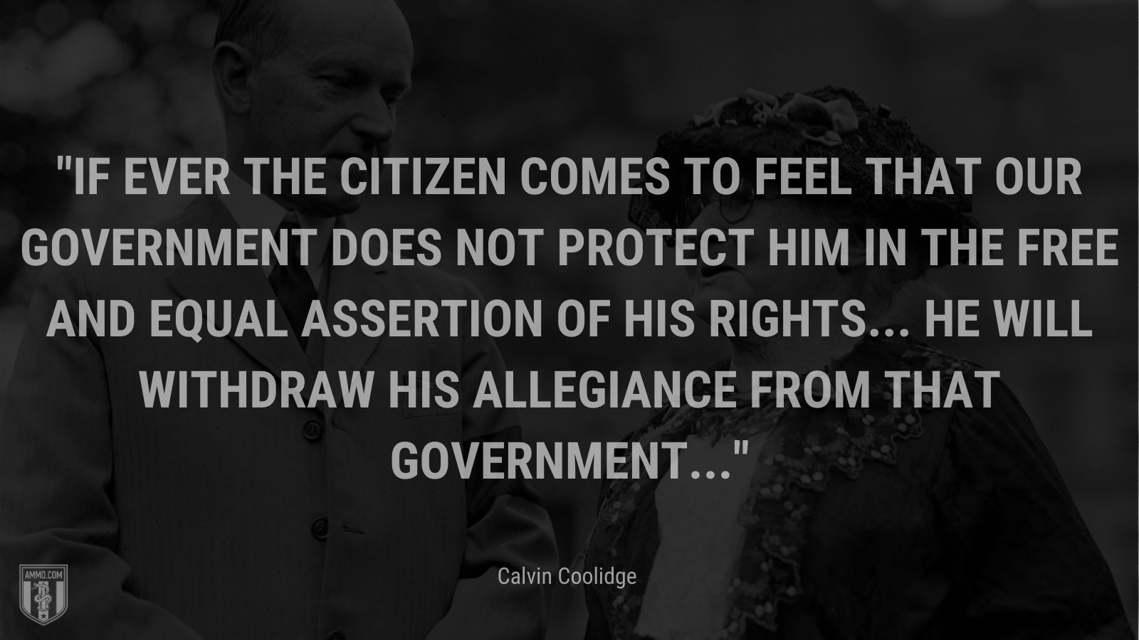 “If ever the citizen comes to feel that our government does not protect him in the free and equal assertion of his rights... he will withdraw his allegiance from that government...” - Calvin Coolidge