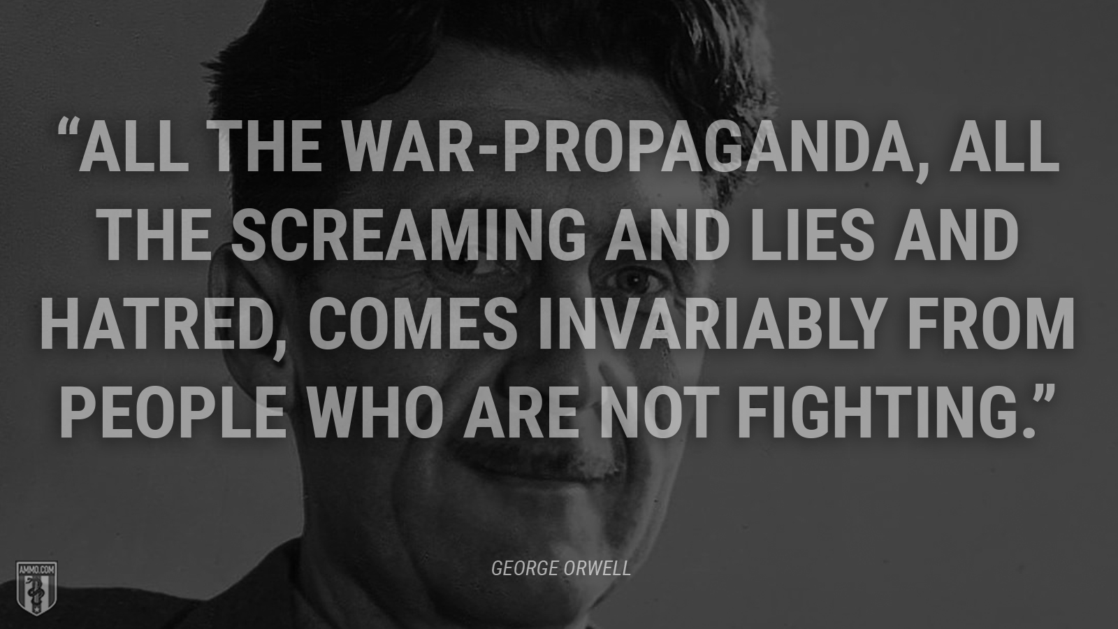 “All the war-propaganda, all the screaming and lies and hatred, comes invariably from people who are not fighting.” - George Orwell