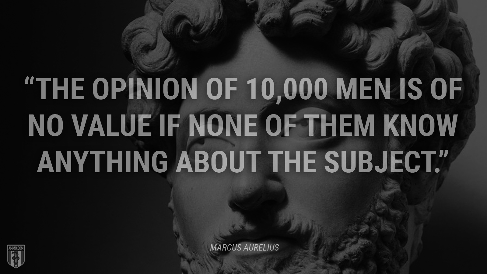 “The opinion of 10,000 men is of no value if none of them know anything about the subject.” - Marcus Aurelius