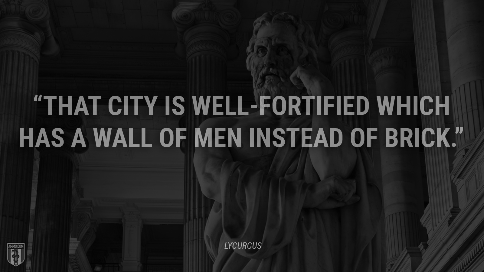 “That city is well-fortified which has a wall of men instead of brick.” - Lycurgus