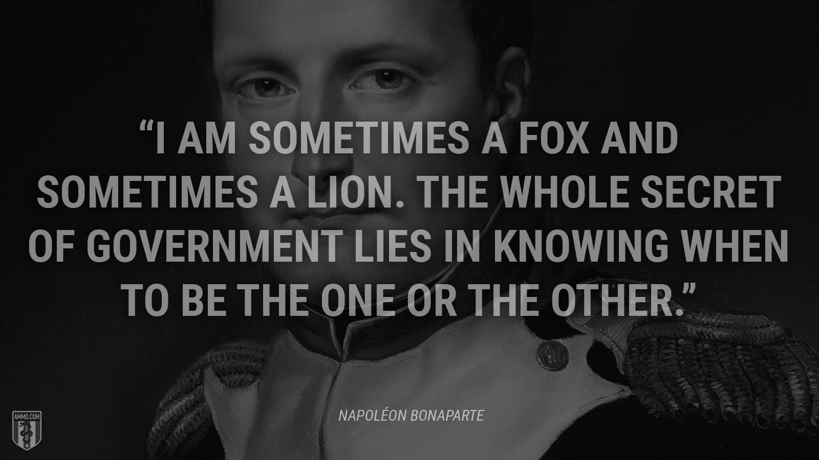 “I am sometimes a fox and sometimes a lion. The whole secret of government lies in knowing when to be the one or the other.” - Napoléon Bonaparte