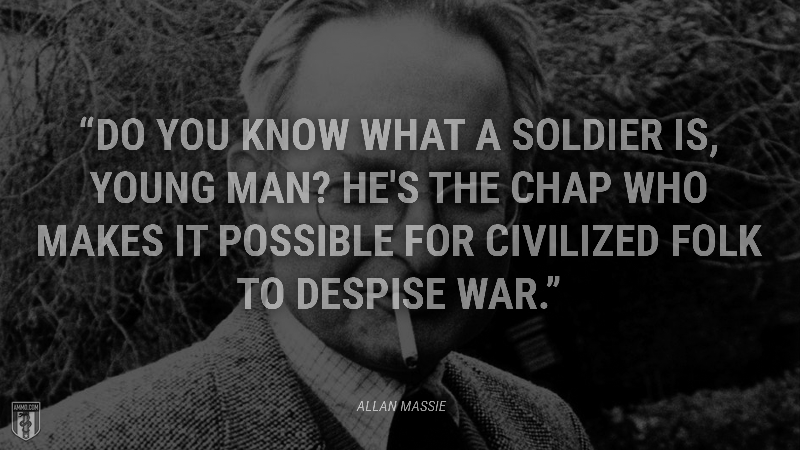 “Do you know what a soldier is, young man? He's the chap who makes it possible for civilized folk to despise war.” - Allan Massie