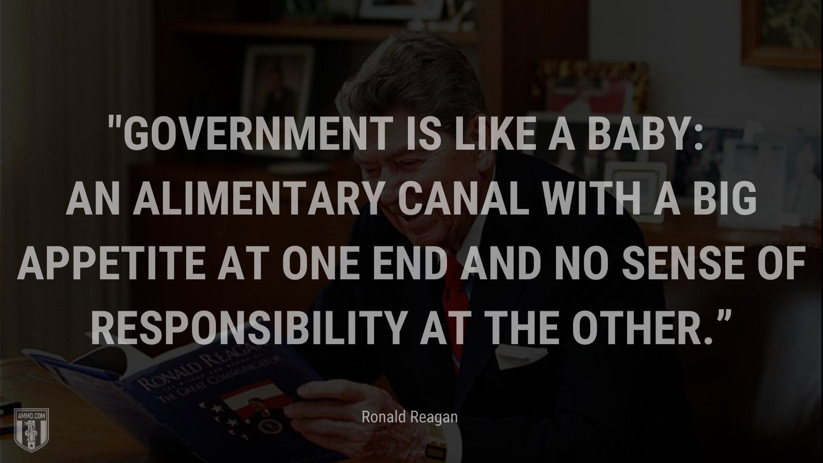 “Government is like a baby: An alimentary canal with a big appetite at one end and no sense of responsibility at the other.” - Ronald Reagan