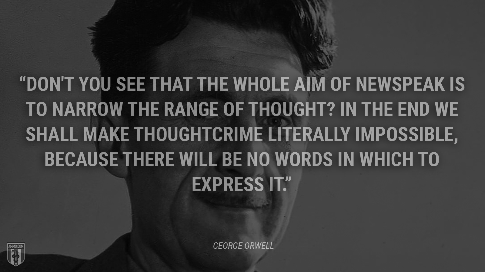 “Don't you see that the whole aim of Newspeak is to narrow the range of thought? In the end we shall make thoughtcrime literally impossible, because there will be no words in which to express it.” - George Orwell